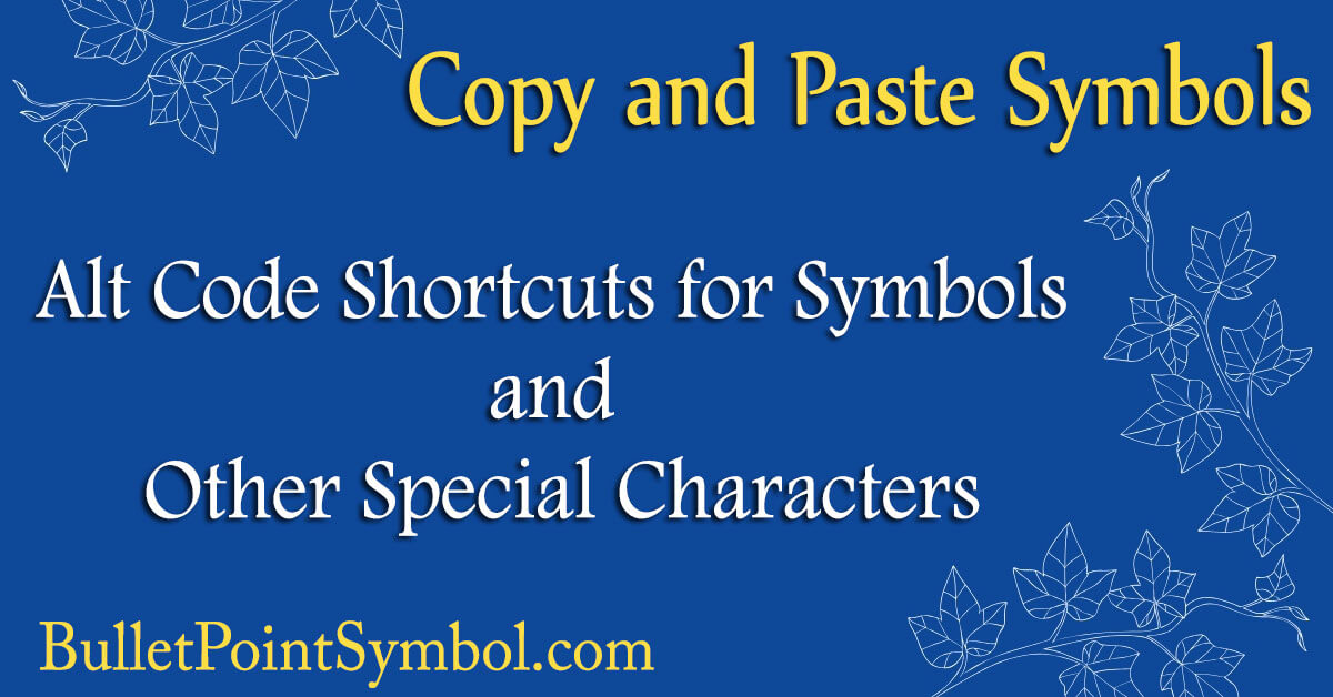 Alt Codes List Alt Key Codes For Symbols Special Characters